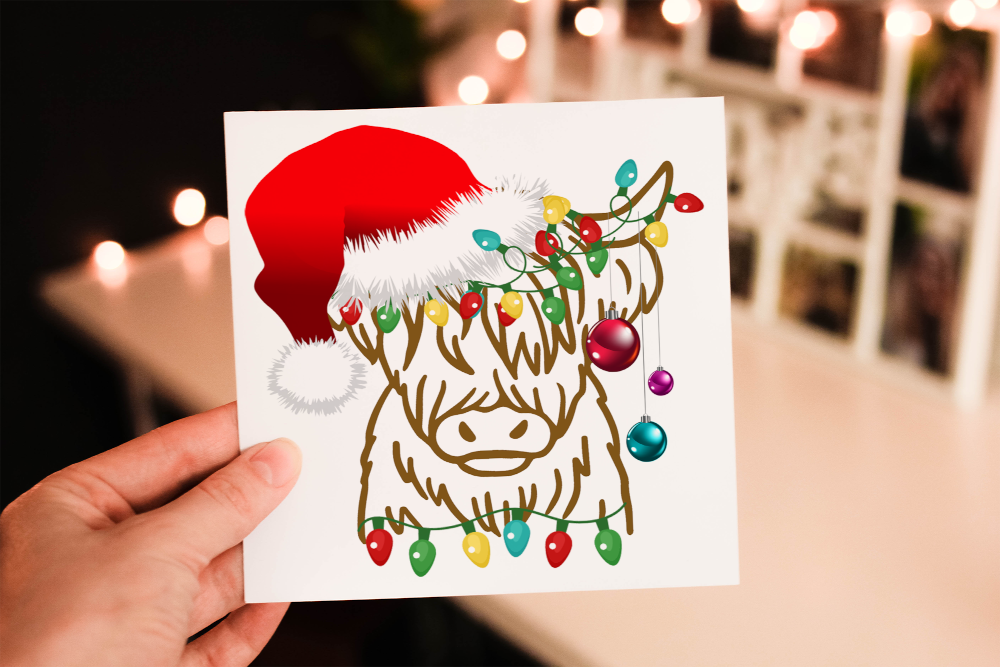 Highland Cow Christmas Card, Cow Christmas Card